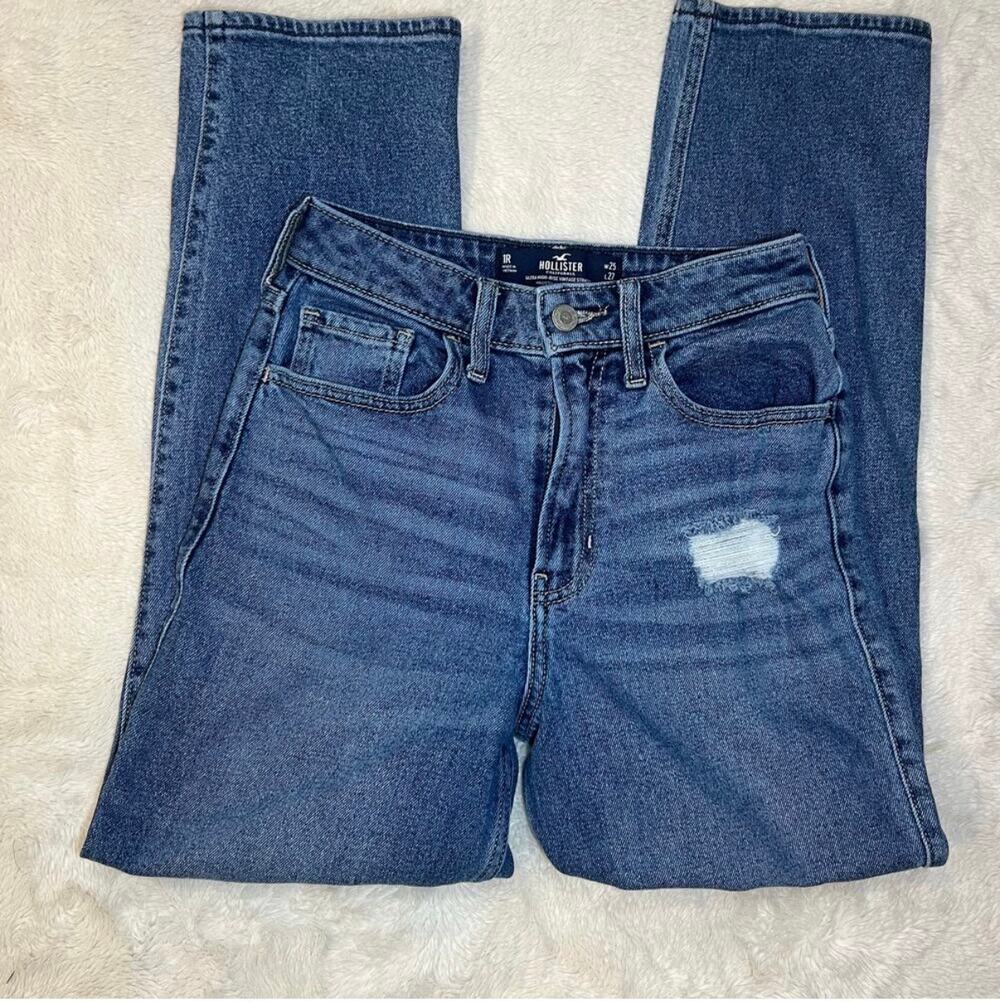 Hollister Ultra High Rise Distressed Denim Vintage Straight Leg Jeans Size1R